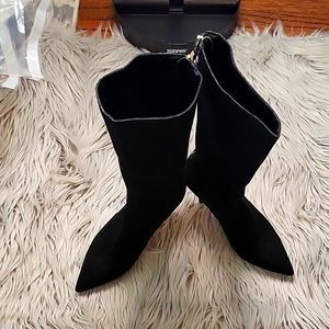 Kate Spade Suede Pointed Toe Kitten Heel Boots